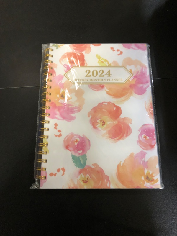 Photo 2 of Ymumuda Planner 2024, 12-Month Planner from JAN.2024 to DEC.2024, 7" X 10", Weekly Monthly Planner 2024 with Waterproof Cover, Sticky Index Tabs, Large Writing Blocks, Floral 07