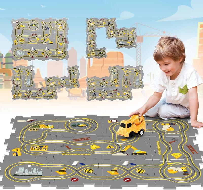 Photo 1 of Blueyak Puzzles Racer Car Track Play Set? Toddler Puzzle DIY Assembling Electric Trolley Construction Toys Vehicle & Puzzle Board Puzzle Track Car Montessori Toys for 3 4 5 6 7 8 Year Old Boys Girls
