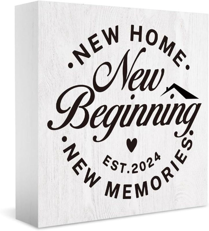 Photo 1 of New Home Decor Sign, 2024 Home Sweet Home Sign, Housewarming Gifts New Home Decor Sign, New House Gift Ideas Wood Sign, New Home Party Desk Cubicle Shelf Decorations 5 X 5 Inch
