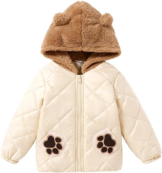 Photo 1 of PATPAT Toddler Baby Boy Bear Ear Cute Winter Warm Puffer Thick Hooded Down Jacket Coat 5-6 Years
