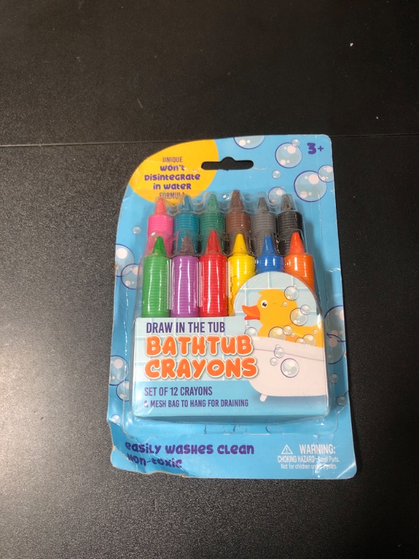 Photo 2 of Bath Crayons Super Set - Set of 12 Draw in the Tub Colors with Bathtub Storage Mesh Bag -Non-Toxic, Safe for Children, Won't Disintegrate in Water -Art Project for Kids and Toddlers
