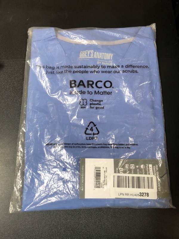 Photo 2 of BARCO Grey's Anatomy Scrubs - Evan Scrub Top for Men, Lapover V-Neck Easy Care Men's Scrub Top Large Ciel Blue