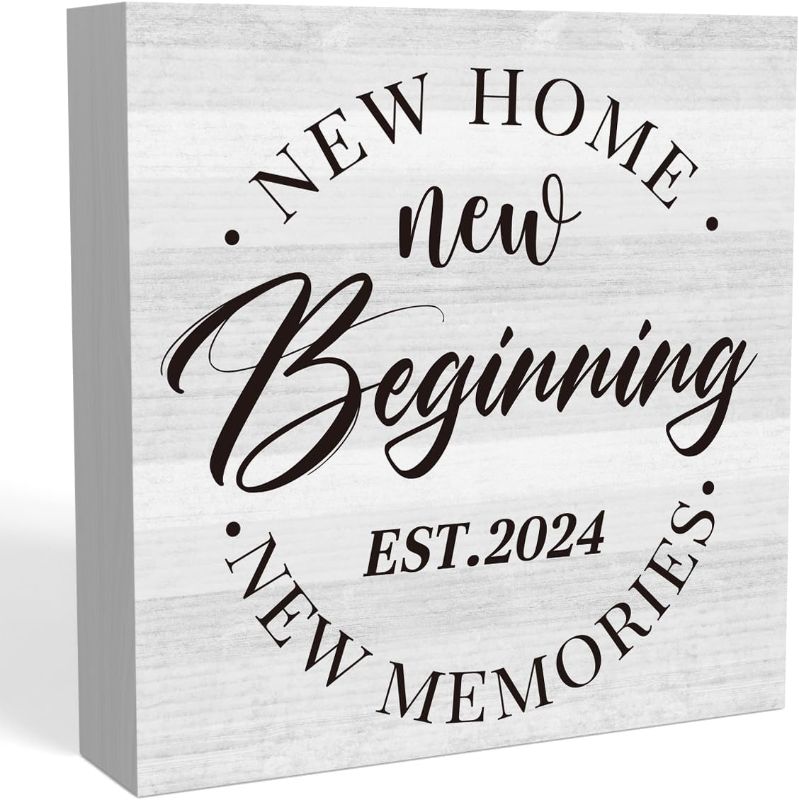 Photo 1 of 2024 Housewarming Gift New Home Decor Rustic New House Gift Ideas for New House 2024 Wood Sign Home Sweet Home Sign Desk Shelf Farmhouse Room Decorations 5 X 5 Inch
