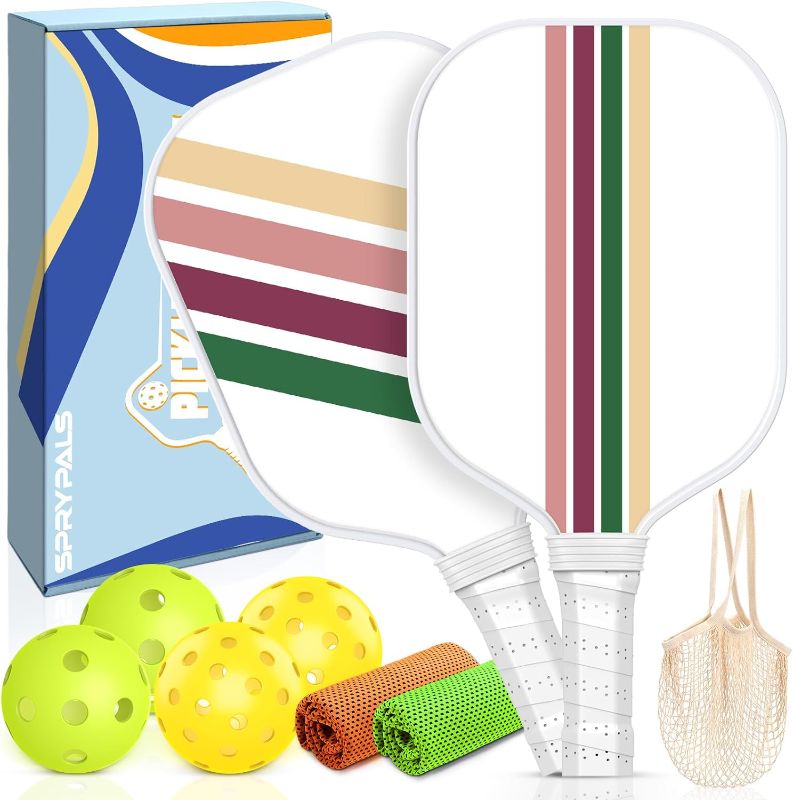 Photo 1 of Sprypals Pickleball Paddles,USAPA Approved Fiberglass Pickleball Set of 2,Lightweight Pickleball Rackets with 4 Pickleballs 2 Cooling Towels & 1 Bag,Great Pickle Ball Paddle Gifts for Beginners & Pros

