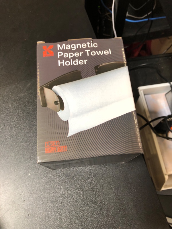 Photo 2 of Katzco Magnetic Paper Towel Holder - Heavy Duty Steel Holder with Magnetic Backing - Sticks to Any Ferrous Surface - for Kitchen