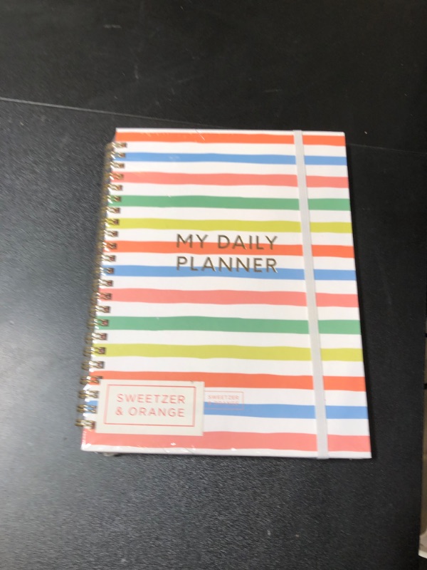 Photo 2 of S&O Undated Planner with Meal, A5 Habit & Routine Tracker, Daily To Do List-Daily Planner Goal Agenda Abstract Notebook Organizer for 2023, Students, College, Work, ADHD, Fitness, Productivity Candy Stripes