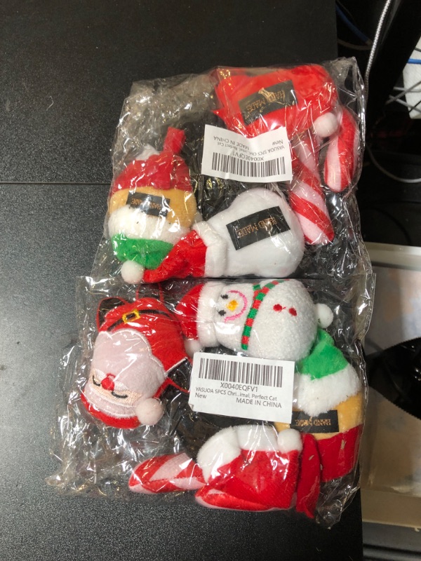 Photo 2 of NEON Santa & Friends: 5pc Catnip Cat Toy Set (Christmas Tree, Gingerbread Man, Penguin, Santa, Snowman) 2 PACK 
