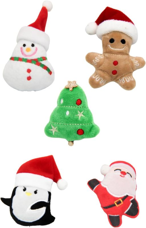 Photo 1 of NEON Santa & Friends: 5pc Catnip Cat Toy Set (Christmas Tree, Gingerbread Man, Penguin, Santa, Snowman) 2 PACK 

