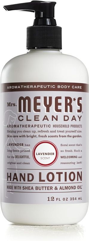 Photo 1 of MRS. MEYER'S CLEAN DAY Hand Lotion for Dry Hands, Non-Greasy Moisturizer Made with Essential Oils, Lavender, 12 oz
