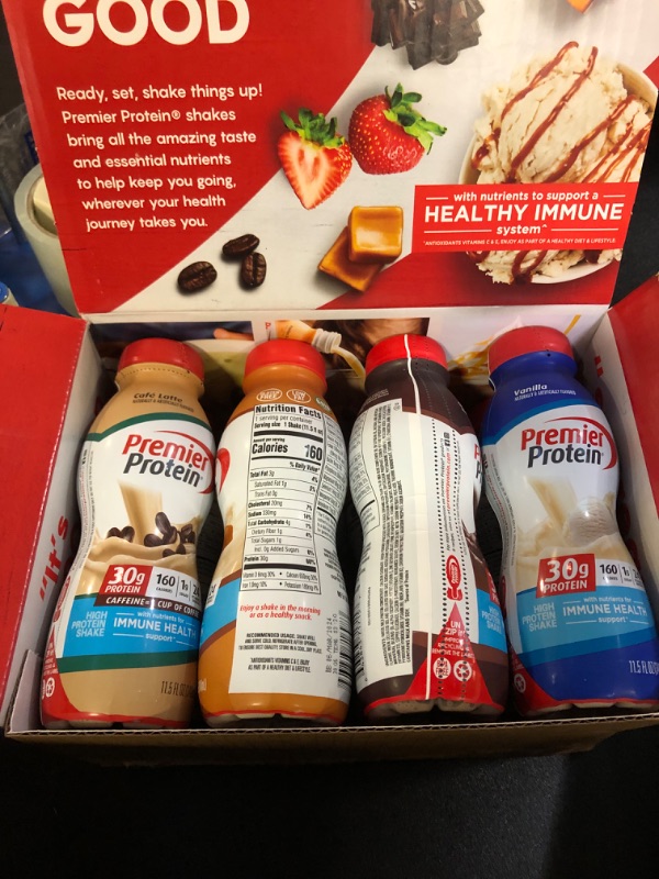 Photo 2 of PREMIUM PROTEIN SHAKES VARIETY PACK (8 BOTTLES)
VANILLA, CHOCOLATE, CARAMEL, COFFEE LATTE. EXP MARCH 6 2024  