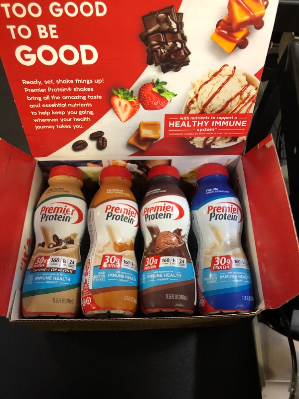 Photo 3 of PREMIUM PROTEIN SHAKES VARIETY PACK (8 BOTTLES)
VANILLA, CHOCOLATE, CARAMEL, COFFEE LATTE. EXP MARCH 6 2024  