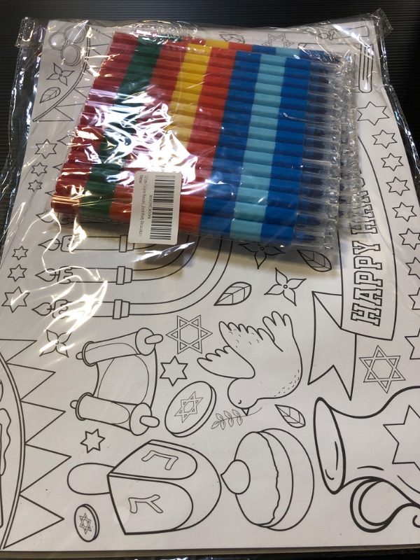 Photo 1 of 30 Sets Crayon Hanukkah Place Mats for Kids Santa Paper Place Mat Merry Christmas Coloring Activity Christmas Tree Table Mat Sheets for Xmas School Party Decorations