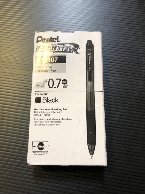 Photo 2 of Pentel EnerGel X Retractable Roller Gel Pen, Black Ink, Dozen Refillable 1 Pack Black