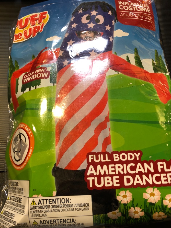 Photo 2 of One Size Spooktacular Creations Inflatable Costumes for Adult American Flag Air Dancer Tube Man Wavy Arm Guy Costumes with Blower for 4th of July Celebration
