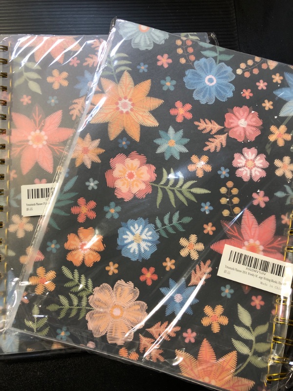 Photo 2 of 2pc Ymumuda Planner 2024, 12-Month Planner from JAN.2024 to DEC.2024, 7" X 10", Weekly Monthly Planner 2024 with Waterproof Cover, Sticky Index Tabs, Large Writing Blocks, Floral 01