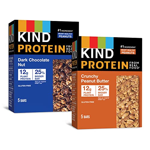 Photo 1 of KIND Protein Bars, Variety Pack, Dark Chocolate Nut, Crunchy Peanut Butter, Healthy Snacks, 10 Count
