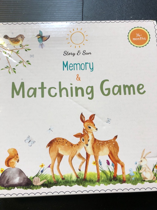 Photo 2 of Story & Sun Memory Matching Game with 12 Designs. Wooden Memory Games for Kids Ages 4-8. Toddler Matching Game, Memory Game and Concentration Game for 1 or 2-4 Players.
