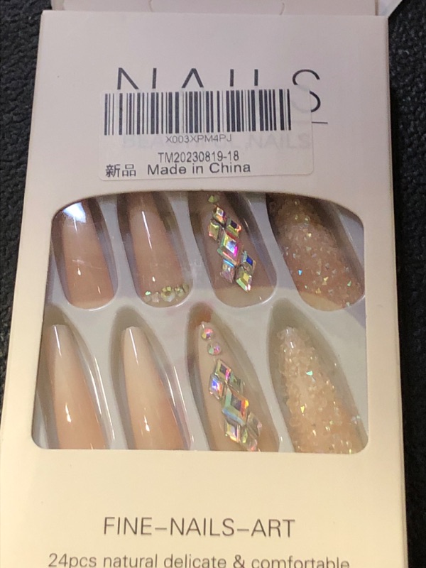 Photo 1 of diy press on nails nude with high quality stones 