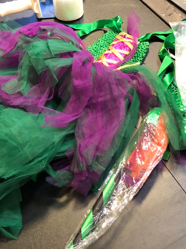 Photo 2 of 4-5 yrs Mardi Gras Costume Set Including Headband Green Yellow Purple Tutu Skirt for Carnival Dress Up Party Accessories