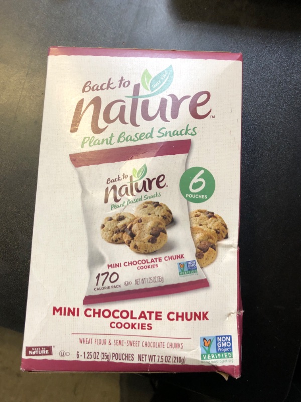 Photo 2 of Back to Nature Mini Chocolate Chunk Cookie, 1.25 Ounce - 6 per pack - one pack expired may 2024 