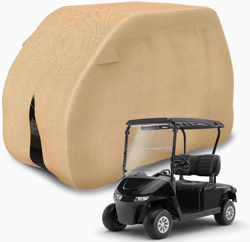 Photo 1 of Golf Cart Cover for Full Size 420D Outdoor Waterproof 2/2+2/4/4+2/6 Passenger Universal Fits for Most Brand EZGO, Club Car, Yamaha,Universal for Any Size of Golf Car
