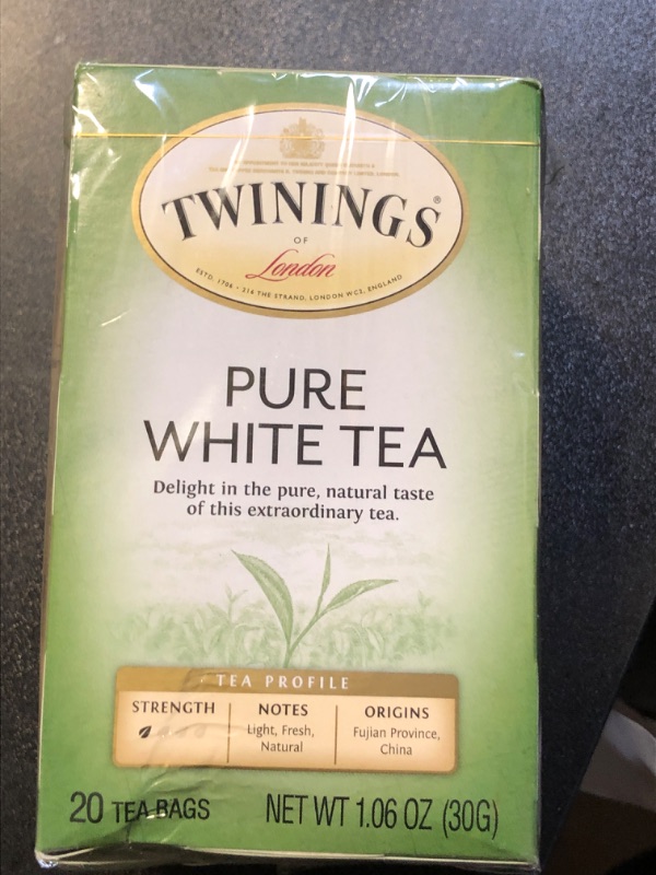 Photo 2 of Twinings Pure White Tea, 20-Count Pack of 6, Individually Wrapped Tea Bags, Light & Fresh, Caffeinated White 20 Count ) exp 04 -26 
