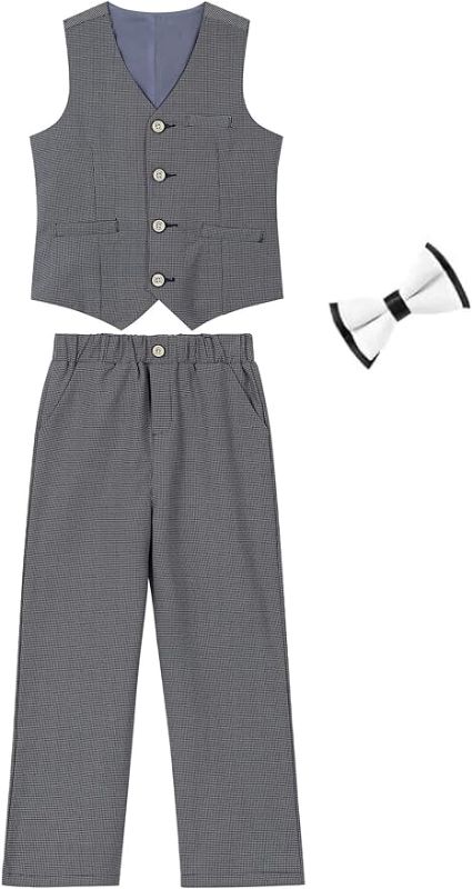 Photo 1 of 
 white and gray age 9-10 Kids Boys Button Formal Dresswear Suit Vest and Pant Sets
