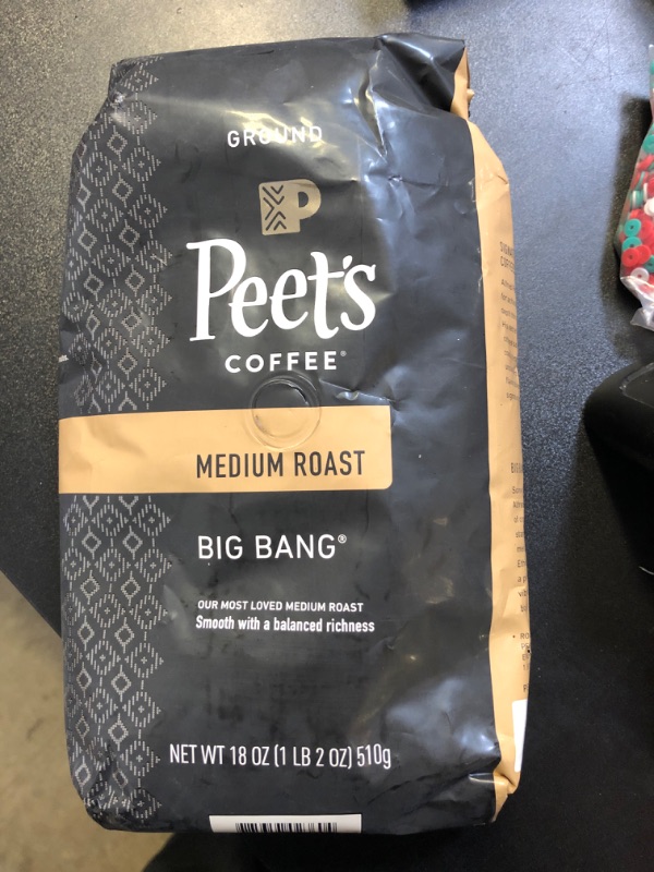 Photo 2 of Peet's Coffee Coffee, Ground, Medium Roast, Big Bang, Peetnik Pack - 18 oz   exp 05/2024