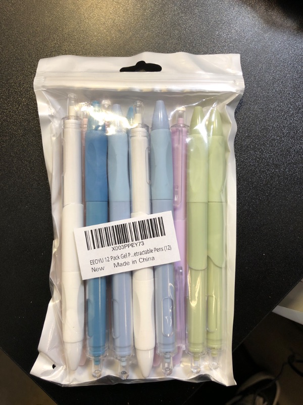 Photo 2 of EEOYU 12 Pack Gel Pens Quick Dry Ink Pens Black Refill, 0.5mm Fine Point Premium Ballpoint Pens for Men Women Retractable Pens (12)