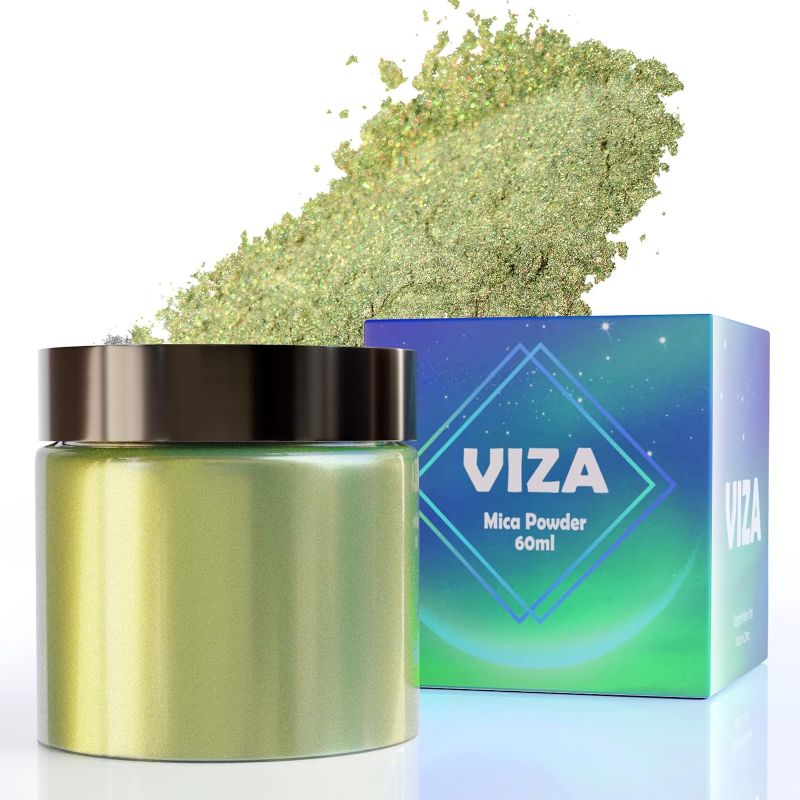 Photo 1 of Viza Cosmetic Grade Mica Powder, 40g/1.4oz Natural Color Pigment Powder for Nails, Lip Gloss, Body Butter, Soap Making, Nail Polish, Eyeshadow, Candle Dye, Bath Bombs - Bean Green
 