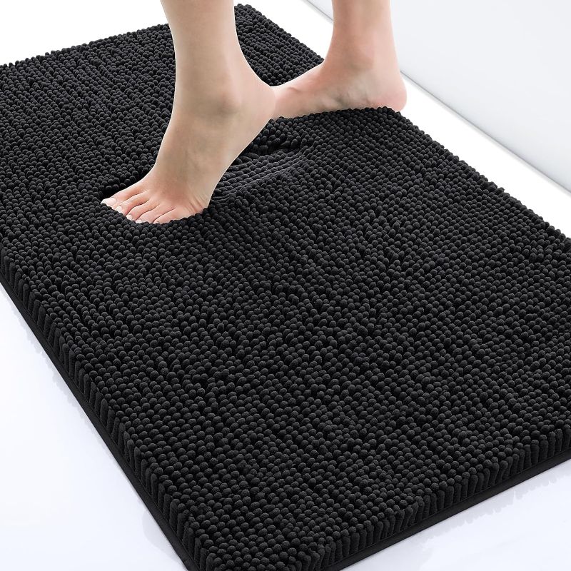 Photo 1 of Extra Soft and Absorben black bathroom rug set 