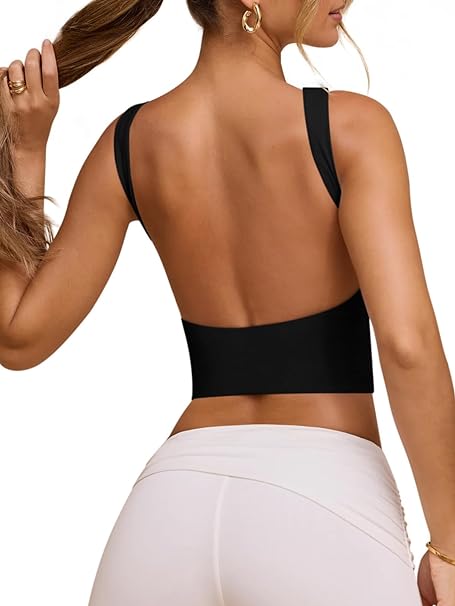 Photo 1 of Women's Sexy Open Back High Neck Sleeveless Tank Top Y2k Trendy Backless Crop Tops M 