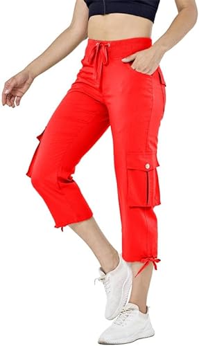 Photo 1 of   MED/  Women's Cargo Capris Hiking Pants Lightweight Quick Dry Athletic Outdoor Travel Casual Joggers Sweatpants