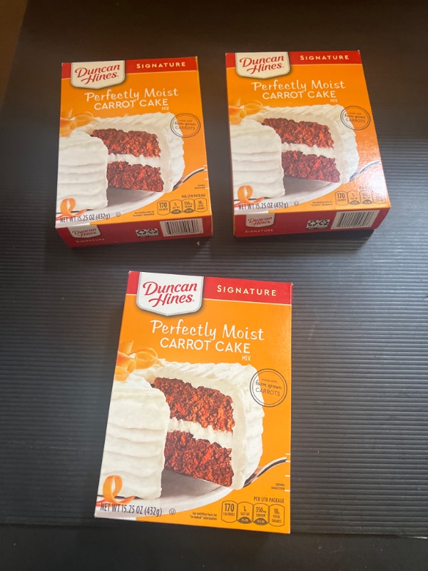 Photo 2 of Duncan Hines Signature Perfectly Moist Carrot Cake Mix (Pack of 3) Carrot 15.25 Ounce (Pack of 3) BB 11-19-2024