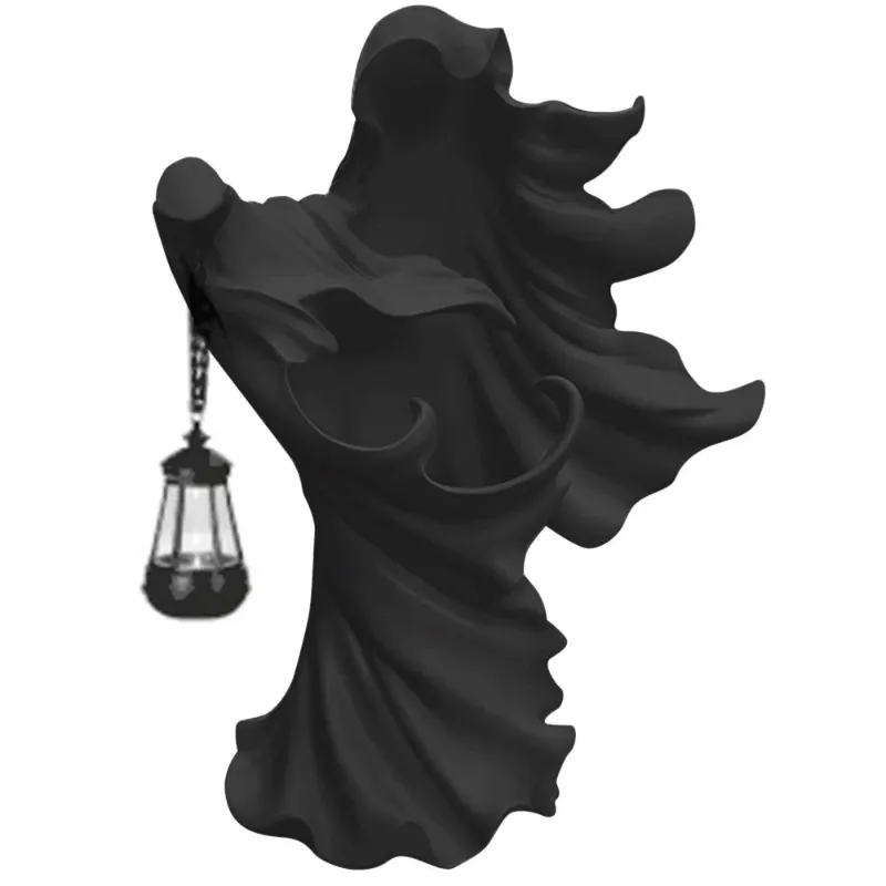 Photo 1 of Halloween Witch Lantern, Resin Ghost Messenger Decoration