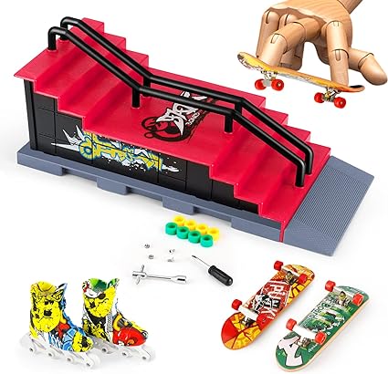 Photo 1 of MOMSIV Mini Finger Toy Skateboard Park Ramp Kit, Fingerboard Half Pipe Ultimate Parks Training Props Accessories for Kids Adult (Style F)