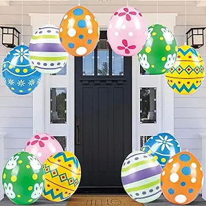 Photo 1 of 
Roll over image to zoom in







12 Colorful Inflatable Easter Eggs Outdoor Decorations - 18Inch Giant Egg Blow Ups for Yard & Home, Large Decorative Hanging Inflatables Holiday Party Decor Kit