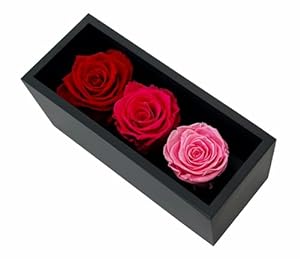 Photo 1 of Graduation Preserved Roses in Wood Box, 3 Red/Pink Birthday Flowers for Delivery Prime, Everlasting Flowers, Natural Forever Roses That Last For Years, Eternal Rose, Gift for Mom