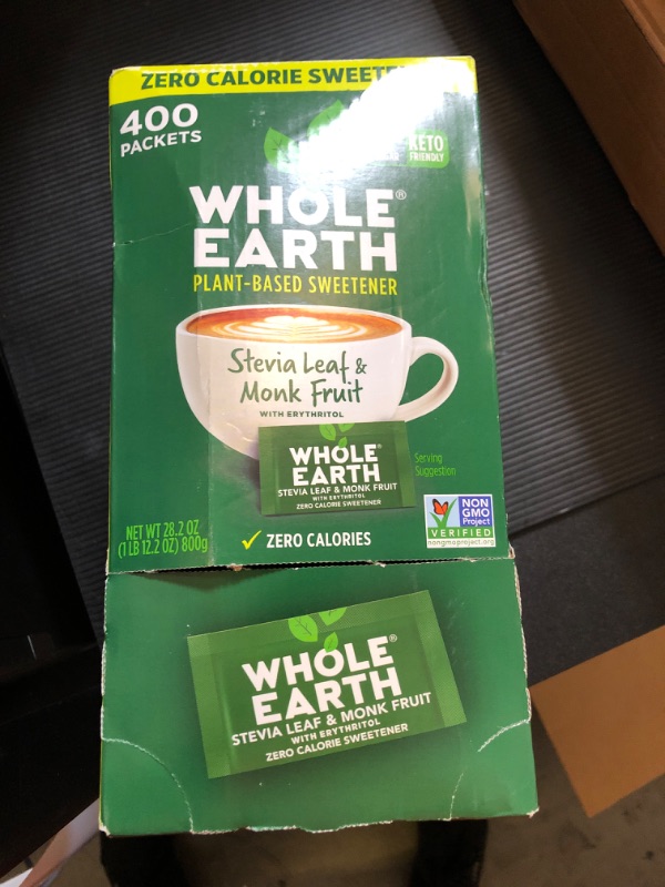 Photo 2 of Whole Earth Sweetener, Plant-Based, Stevia Leaf & Monk Fruit - 400 packets, 28.2 oz