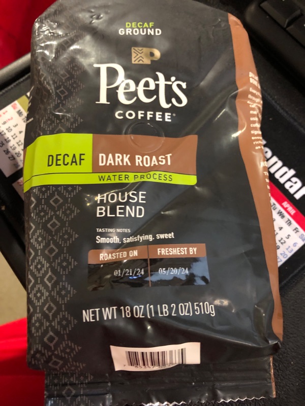 Photo 2 of Peets Coffee Coffee, Ground, Dark Roast, Decaf House Blend, Decaf, Peetnik Pack - 18 oz