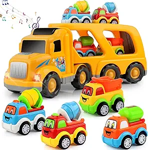 Photo 1 of Construction Truck Toddler Toys Car: Toys for 2 3 4 Year Old Boy 5 in 1 Carrier Toys for Kids Age 2-3 2-4 | 18 Months 2 Year Old Boy Christmas Birthday Gifts