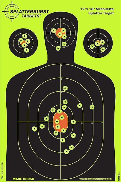 Photo 1 of 25 Pack - 12"x18" Silhouette Splatterburst Target - Instantly See Your Shots Burst Bright Florescent Yellow Upon Impact!