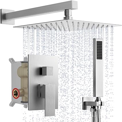 Photo 1 of shower head combo
Shower Faucet Set Complete: Wall Mounted Shower Systems with 10 Inches Rain Shower and Handheld, Pressure Balanced Bathroom Luxury Rain Mixer Combo Set with Rough-In Valve Brushed Nickel