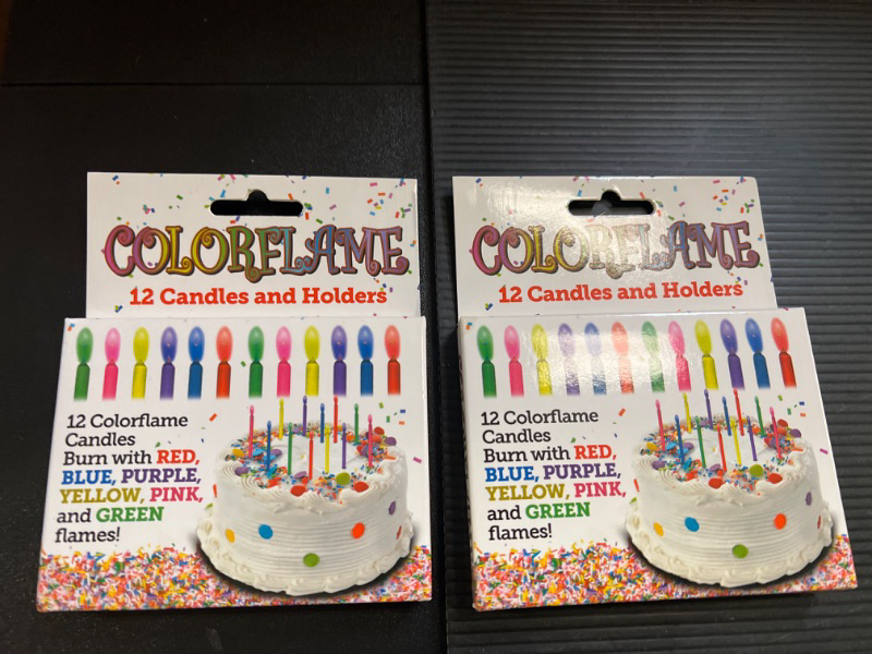 Photo 2 of Colorflame Birthday Candles with Colored Flames - Birthday, Party, Cake Decor - 12 Candles Per Box (Pack of 2) 12 Count (Pack of 2)