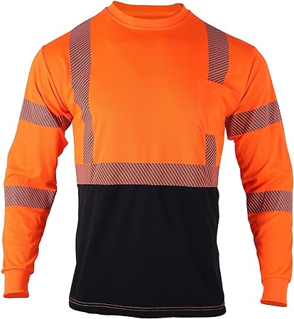 Photo 1 of FONIRRA Safety Reflective High Visibility T Shirts for Men with Long Sleeve Construction Work Shirts ANSI Class 3(Orange,3XL)