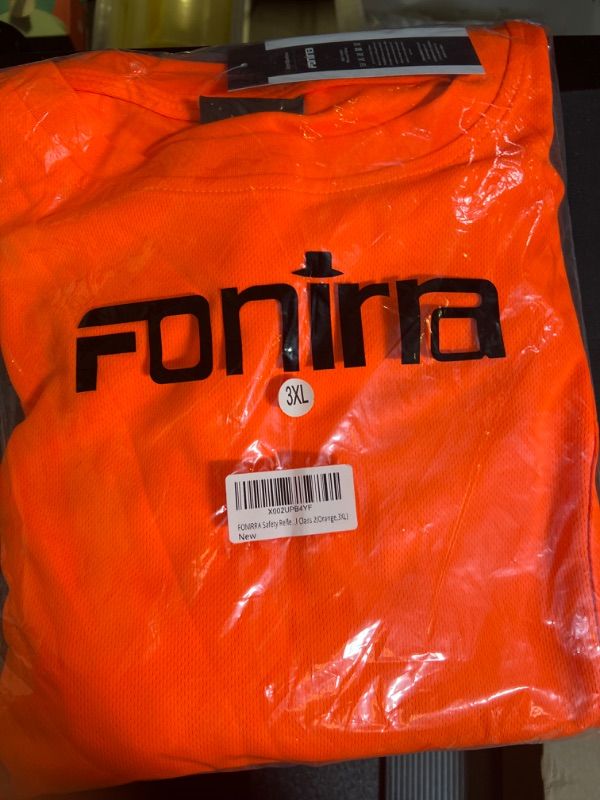 Photo 2 of FONIRRA Safety Reflective High Visibility T Shirts for Men with Long Sleeve Construction Work Shirts ANSI Class 3(Orange,3XL)