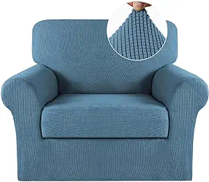 Photo 1 of Turquoize 2 Piece Chair Covers Chair Slipcovers For Living Room Armchair Sofa Covers Chair Couch Cover with Arms Washable Furniture Protector for Chairs Feature Thick Jacquard Fabric (Chair,DustyBlue)