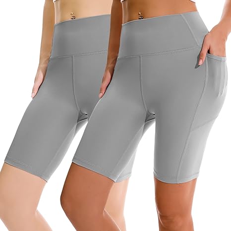 Photo 1 of APEXUP Workout Shorts, 8" Biker Shorts Women High Waist, Spandex Yoga Shorts with Side & Inner Pockets   4XL