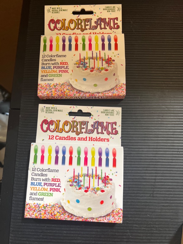 Photo 2 of Colorflame Birthday Candles with Colored Flames - Birthday, Party, Cake Decor - 12 Candles Per Box (Pack of 2) 12 Count (Pack of 2)