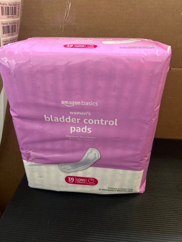 Photo 2 of Amazon Basics Incontinence, Bladder Control & Postpartum Pads for Women, Maximum Absorbency, Long Length, 39 Count (Pack of 1), (Previously Solimo)